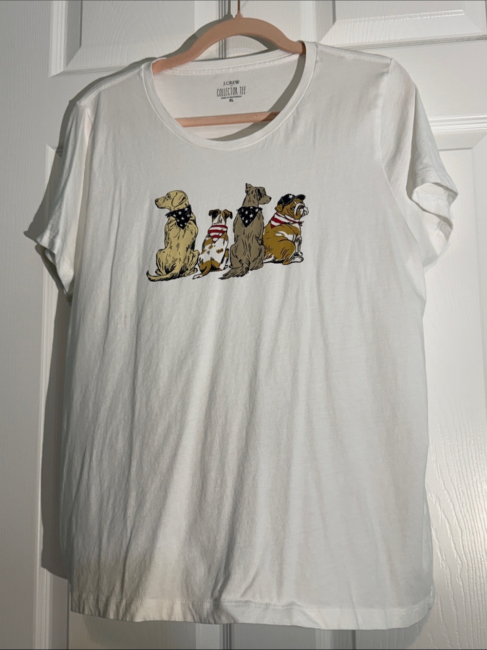 J. Crew White Tee with Illustrated Dogs Graphic